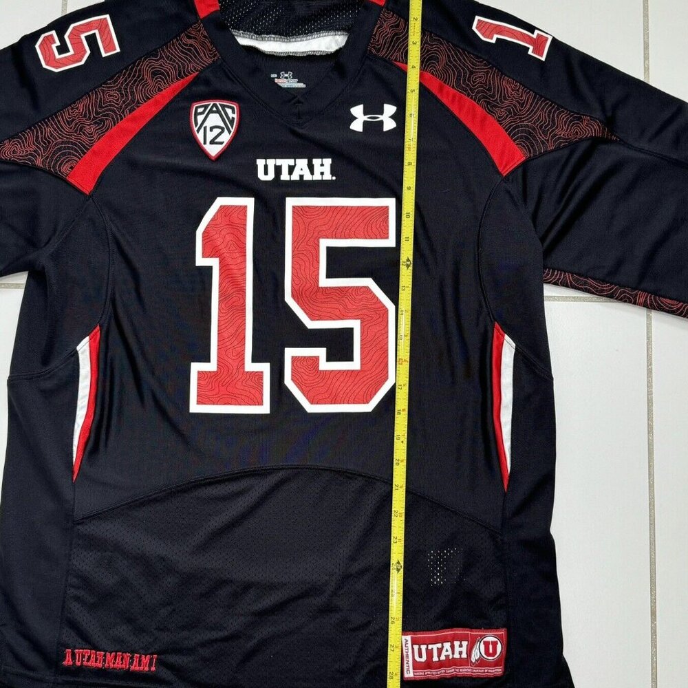 Utah Utes Authentic Heat Gear Under Armour  Blackout Jersey #15 Sz M - Picture 7 of 10